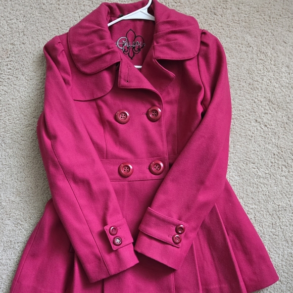 GUESS Vintage Stylish brigth Pink Double-Breasted Coat Barbie Y2k - Picture 7 of 8